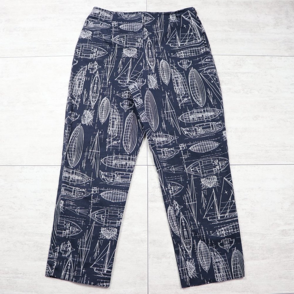 Ann Taylor Stretch Boat Graphic Cropped Blue Pants